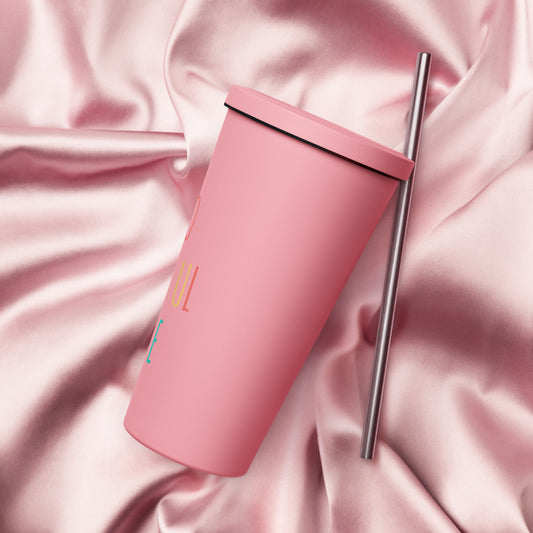 Hello Beautiful People - Insulated tumbler with a straw