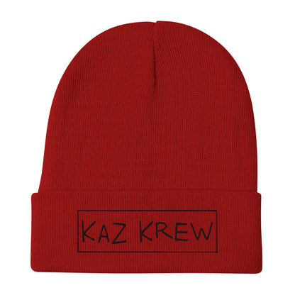 Embroidered Beanie - Kaz Krew (Black Font)