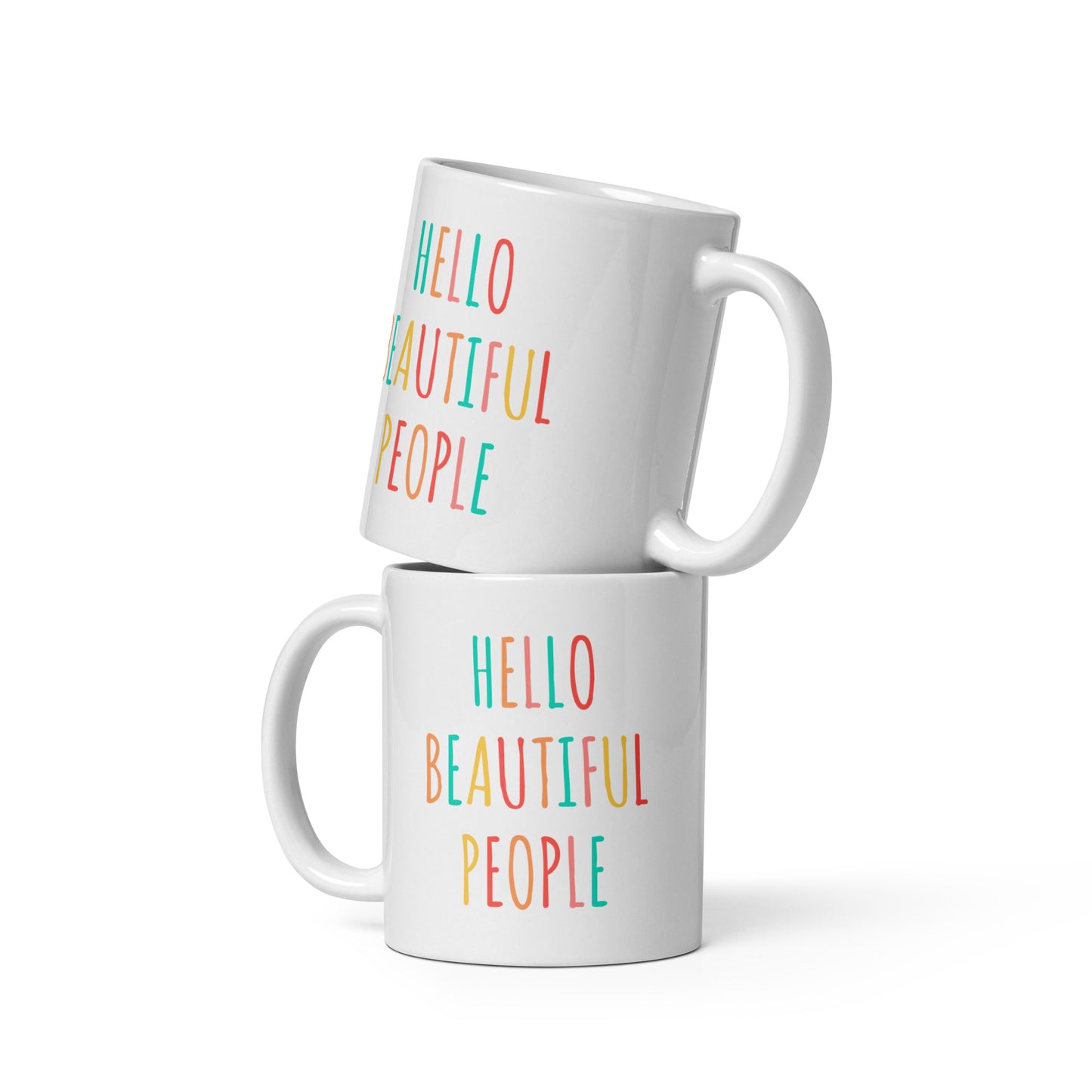 White glossy mug - Hello Beautiful People OG