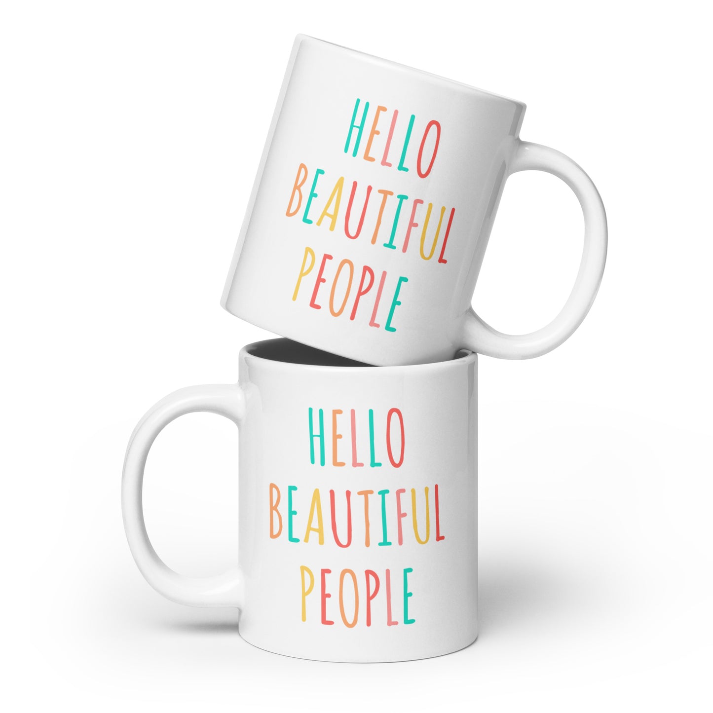 White glossy mug - Hello Beautiful People OG